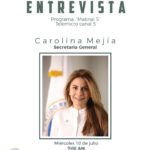Nuestra Secretaria General @CarolinaMejiaG dará una entrevista mañana a las 7:00 AM en el programa @Matinal5
