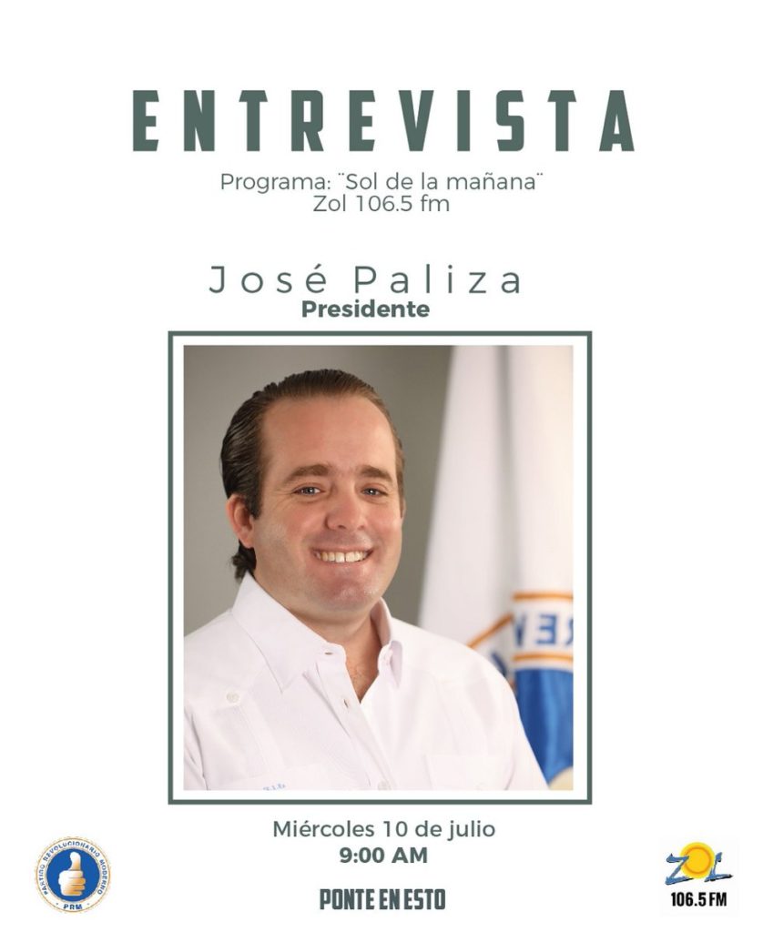 @JosePaliza presidente del @PRM_Oficial dará una entrevista mañana a las 9:00 AM en el programa @SoldelaMananaRD por @ZOLFM1065 ¡Sintonicen!