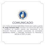 @PRM_Oficial pospone actividades políticas y dispone dos días de duelo por el fallecimiento del Dr. Hugo Tolentino Dipp.
