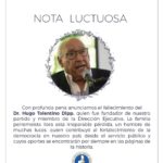Nota Luctuosa: Con profunda pena anunciamos el fallecimiento del Dr. Hugo Tolentino Dipp, fundador del @PRM_Oficial y miembro de la Dirección Ejecutiva