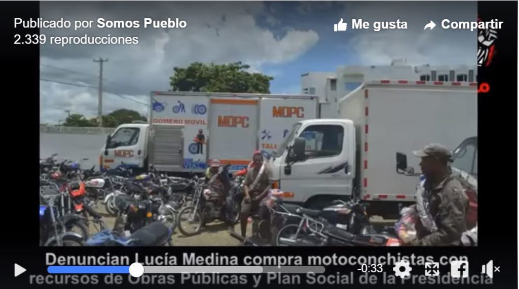 Denuncian Lucía Medina compra motoconchistas con recursos de Obras Públicas y Plan Social de la Presidencia