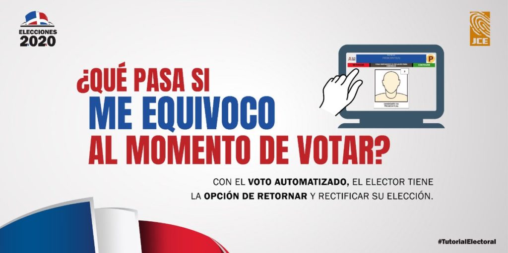 JCE: Con el #VotoAutomatizado puedes rectificar tu elección en caso de que cometas un error.