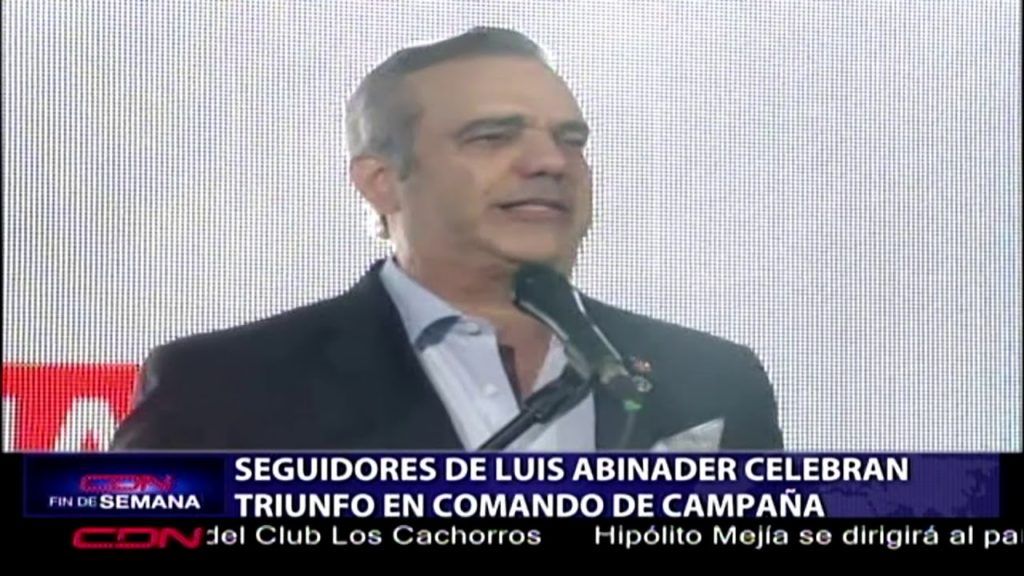 Seguidores de Luis Abinader @PRM_Oficial celebran triunfo en comando de campaña