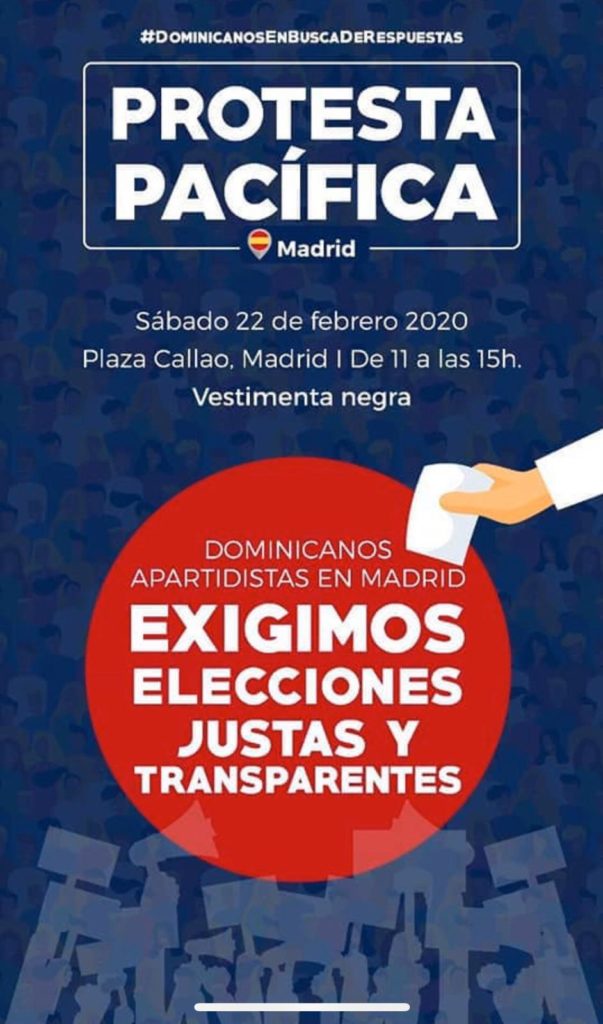 PRM Madrid protesta pacificamente Sábado 22