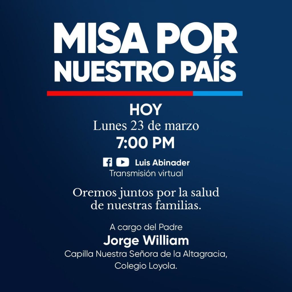 Misa por nuestro país hoy 7:00pm ( Transmisión por las redes)
