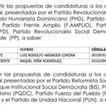 Admisión candidaturas PRESIDENCIALES elecciones 17 de mayo 2020