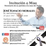 Invitación a misa Novenario José Ignacio Morales “El Artístico”