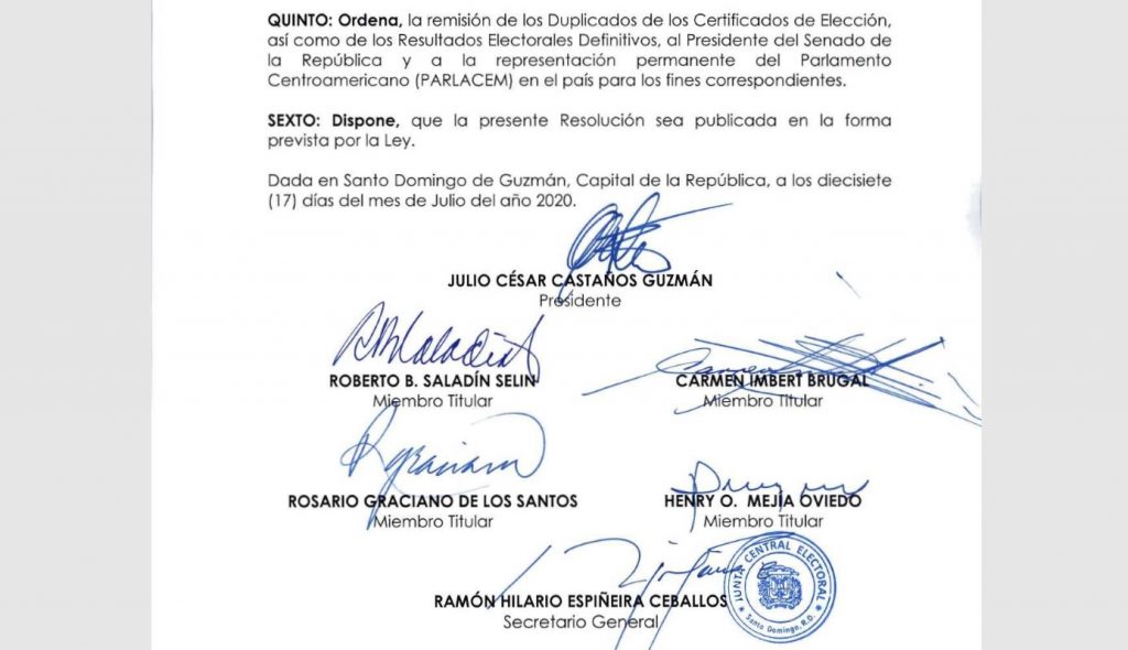 Listado oficial Senadores y Parlacen Ganadores