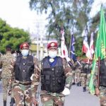 @MDefensaRD Izan banderas y rinden honores militares por San Miguel, el patrón del ejército #RD