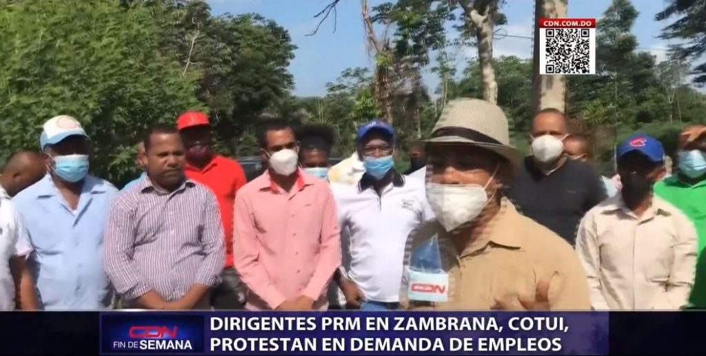 Dirigentes PRM_Oficial en Zambrana, Cotuí protestan en demanda de empleos