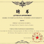 @fgarciafermin recibe título académico de Profesor Distinguido de la Universidad de Estudios Internacionales de Hebei, de la República Popular de China.