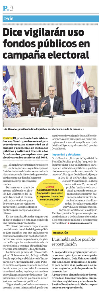 @EddyOlivares14 : @LuisAbinader ha decidido voluntariamente tomar medidas para contribuir con la transparencia y la equidad de el proceso electoral