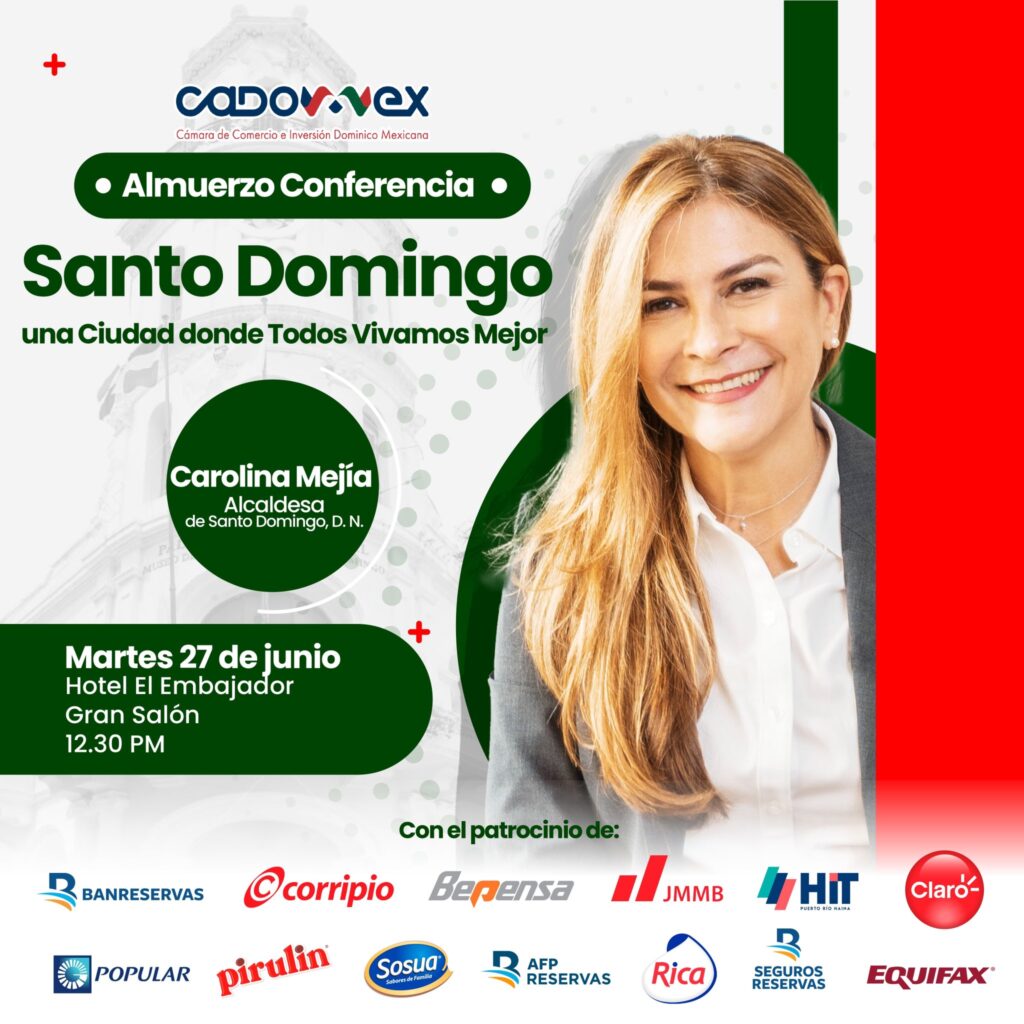 @CarolinaMejiaG: Agradezco a la @Cadomex la invitación a participar en la conferencia “Santo Domingo una Ciudad donde Todos Vivamos Mejor”, mañana en el Hotel Embajador. ¡Ahí estaremos!