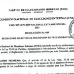 Con Resolución 049 @PRM_Oficial Rechaza Inscripción de Precandidaturas