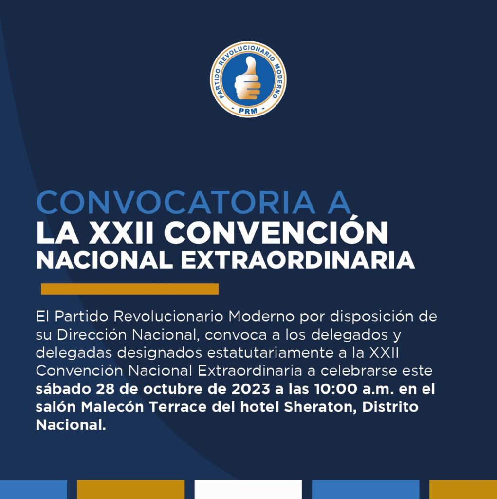 @PRM_Oficial convoca a Delegad@s designad@s estatutariamente a la XXII Convención Nacional Extraordinaria. Acceso restringido