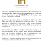 @BancoCentralRD informa tasa de cambio al dia de hoy 58.63 Venta y 58.31 compra