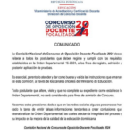 COMUNICADO COMISIÓN NACIONAL DE OPOSICIÓN DOCENTE| Comunicado a todos los postulantes del Concurso de Oposición Docente Focalizado 2024.