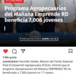 @CaamanoVive Hecmilio Galván programa Agropecuarios del mañana Emprende RD beneficia a 7,006 jovenes