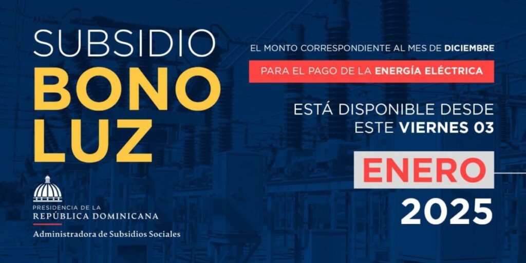 @AdessRD informa que ya está disponible el subsidio BonoLuz correspondiente a Diciembre 2024 a partir de hoy 03 de enero