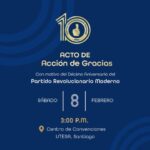 @JosePaliza te invita a participar en “Acto de Acción de gracias con motivo del 10 aniversario del @PRM_Oficial este sábado 8 de febrero 2025 a partir de las 3pm en Santiago