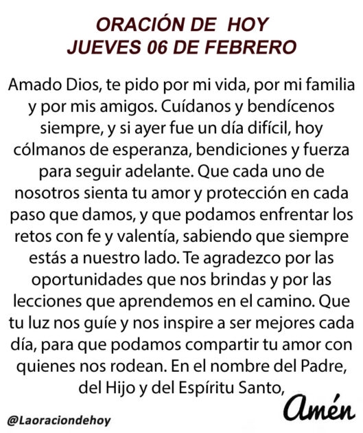 @LaOracionDeHoy jueves 06 de febrero del 2025