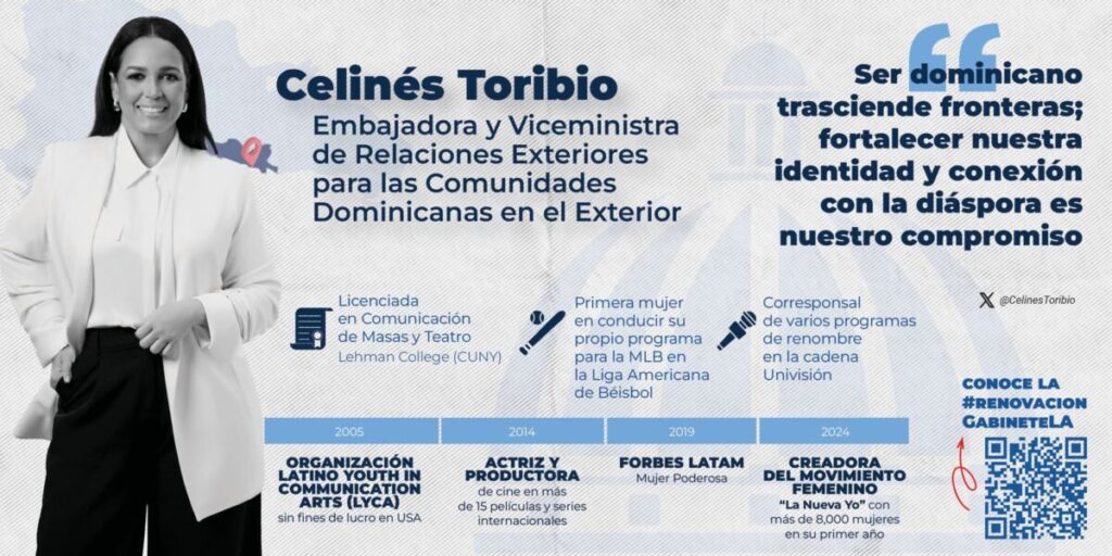 |Decreto 48-25| Ha sido designada Celinés Toribio (@CelinesToribio) como nueva Embajadora, Viceministra de Relaciones Exteriores para las Comunidades Dominicanas en el Exterior #RenovacionGabineteLA