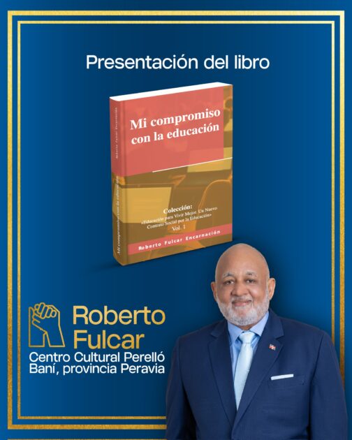 @RobertoFulcar invita a la transmisión en vivo, a través de mi canal de YouTube Roberto Fulcar, para la presentación de mi libro “Mi compromiso con la educación” en Baní