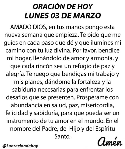 @LaOracionDeHoy Lunes 03 de Marzo del 2025