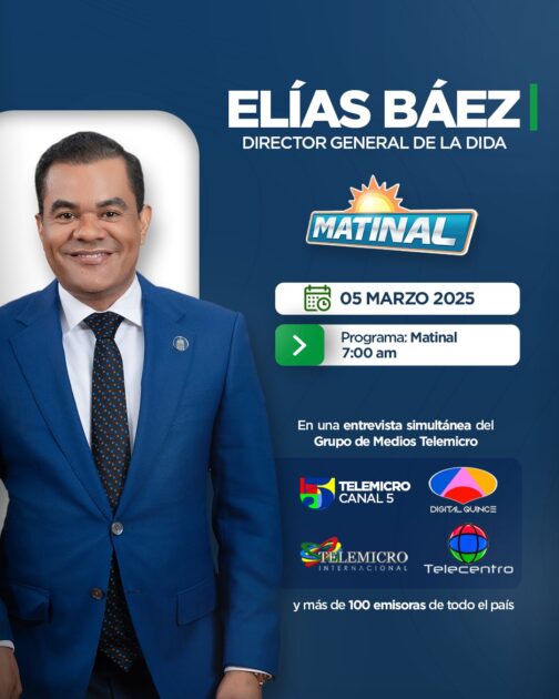 @DIDA_RDO sintoniza este miércoles 5 de Marzo a partir de las 7AM le entrevista con nuestro Director General @EliasBaezD en todos los canales de Telemicro y ms de 100 emisores a nivel nacional