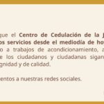 @JuntaCentral El Centro de Cedulación de la Jacobo Majluta suspenderá sus servicios desde el mediodía de hoy, viernes 7 de marzo, por trabajos de acondicionamiento, para seguir brindando un servicio digno y de calidad a la ciudadanía