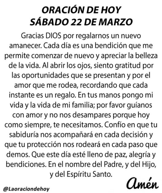 @LaOracionDeHoy diaria hoy sábado 22 de marzo de 2025