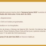 @JuntaCentral informa que por motivo de la “Semana Santa 2025” nuestras dependencias no estarán laborando desde mediodía del miércoles 16 de abril de 2025