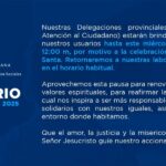 @AdessRD informa que Delegaciones provinciales (Oficinas de Atención al Ciudadano) estarán brindando servicio a nuestros usuarios hasta este miércoles Santo a las 12:00 m