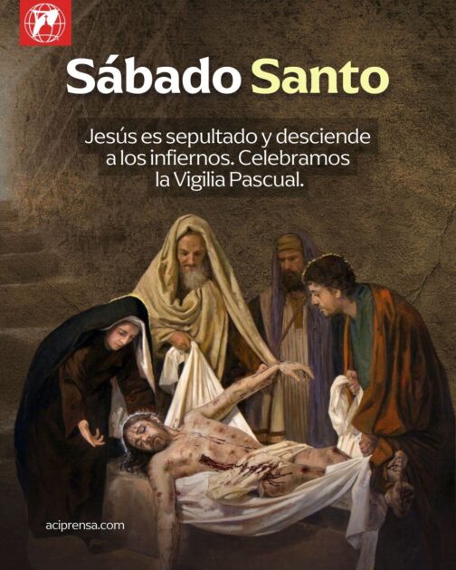 Hoy, 19 de abril, es Sábado Santo, el día de la espera. El cuerpo inerte de Jesús ha sido colocado en el sepulcro y, no muy lejos de allí, María permanece en oración, acompañando a la Iglesia