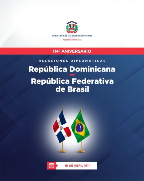 @MIREXRD #RepúblicaDominicana y la República Federativa de #Brasil celebran hoy 19 de abril, 114 años de amistad