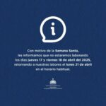 @MapRDo COMUNICADO |  Horario especial para las entidades públicas durante Semana Santa 2025