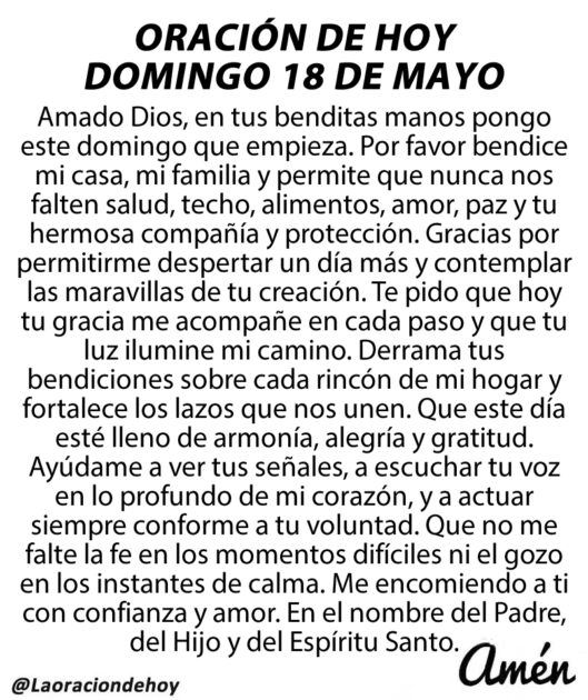 @LaOraciónDeHoy 18 de mayo de 2025