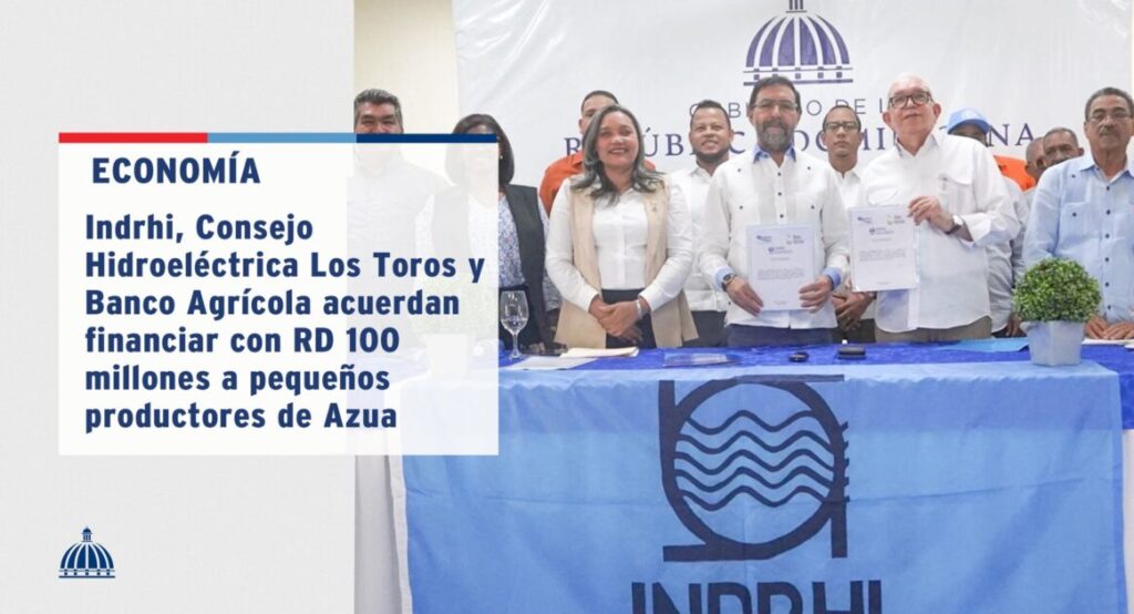 El @IndrhiRD y el @bagricolaRD firmaron un acuerdo para crear un fondo de RD 100 millones en créditos, destinados a pequeños productores agropecuarios de Azua.
