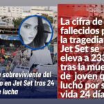 @_GomezJ Hoy, veinticinco días después de la tragedia en el #JetSet, falleció la joven Evelyn Navarro, una de los afectados por la catástrofe. Ahora son 233 los fallecidos y 189 los heridos