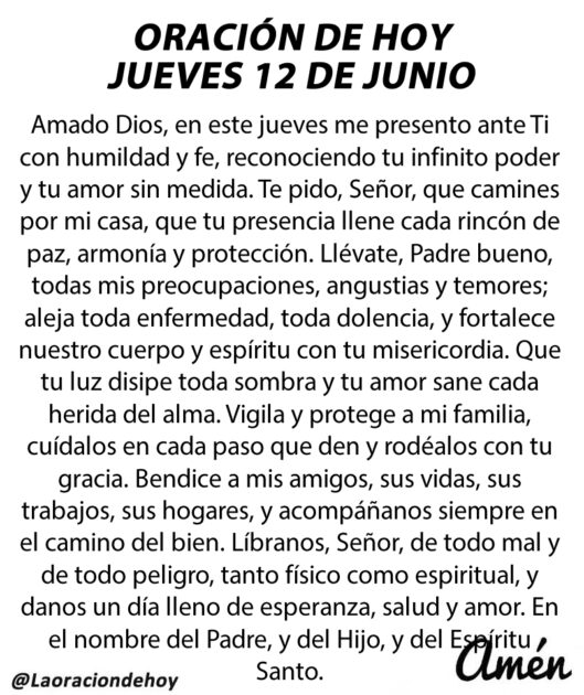 @LaOracionDeHoy jueves 12 de junio de 2025