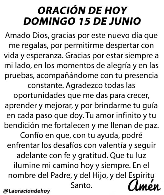@LaOracionDeHoy Domingo 15 de junio de 2025