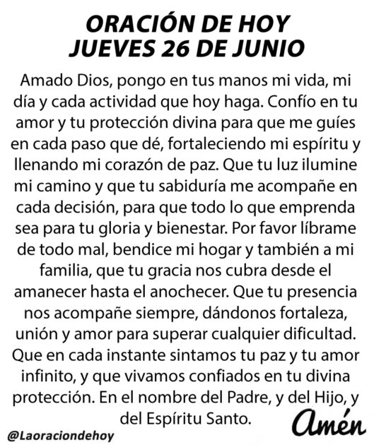 @LAOracionDeHoy Jueves 26 de junio 2025