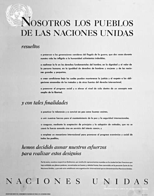 @ONU_es Preámbulo de la Carta de la ONU. Hace 80 años, 50 naciones se reunieron en San Francisco, EE. UU., para crear una organización por la paz, la prosperidad y los derechos humanos