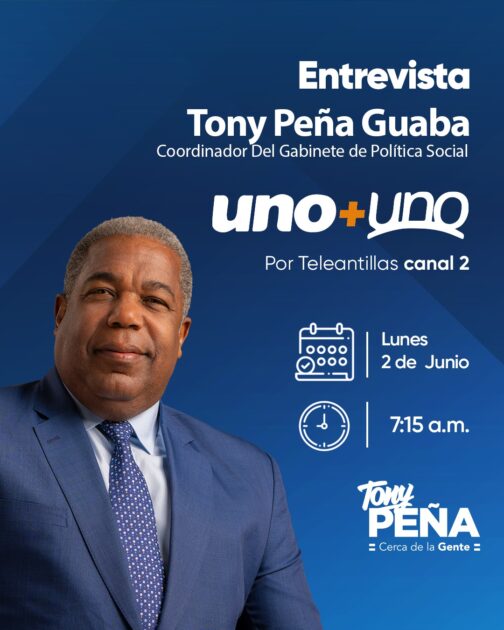 @TonyPena__ Entrevista Mañana lunes 2 de junio, sintoniza @unomasunord por Teleantillas, canal 2, a las 7:15 a.m