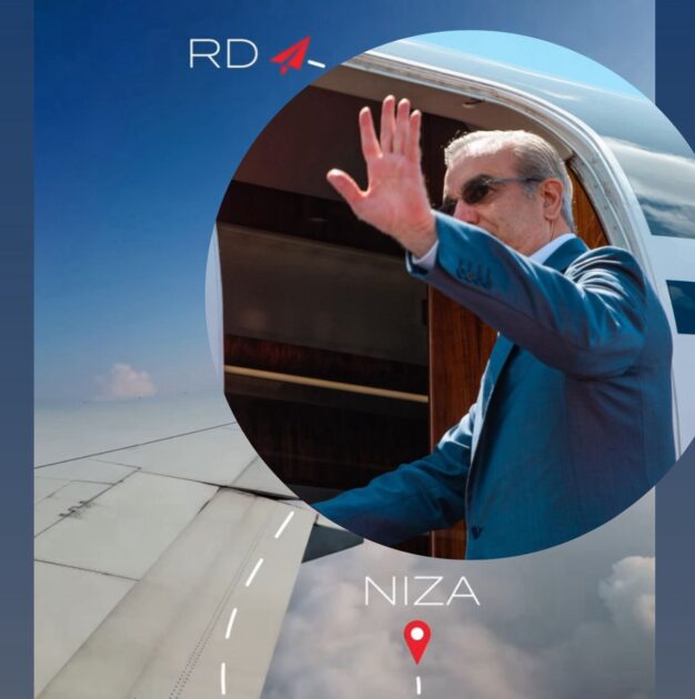 @G_GomezJ El Presidente Luis Abinader @LuisAbinader salió este sábado desde la Base Aérea de San Isidro hacia Niza, Francia, para participar en la Tercera Conferencia de las Naciones Unidas sobre el Océano, para continuar en Ginebra, Suiza y luego a Brasil, en un periplo que lo ausentará