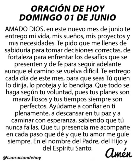 @LaOracionDeHoy Domingo 01 de Junio de 2025