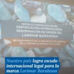 @JoelSantosE Recibe por parte de la Organización Mundial de la Propiedad Intelectual (OMPI), el Registro Internacional de la Denominación de Origen del Larimar Barahona