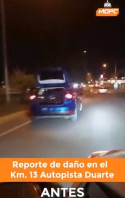 @RDMOPC Al recibir el reporte de un bache en el kilómetro 13 de la Autopista Duarte, nuestro equipo respondió de inmediato, devolviendo confianza y seguridad al camino