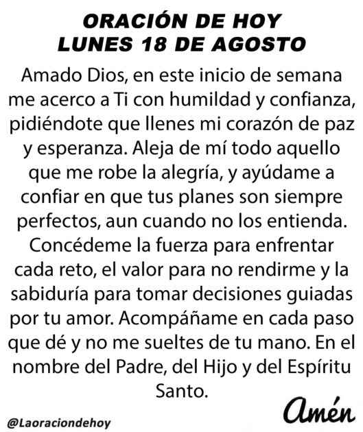 @LaOracionDeHoy 18 de agosto de 2025