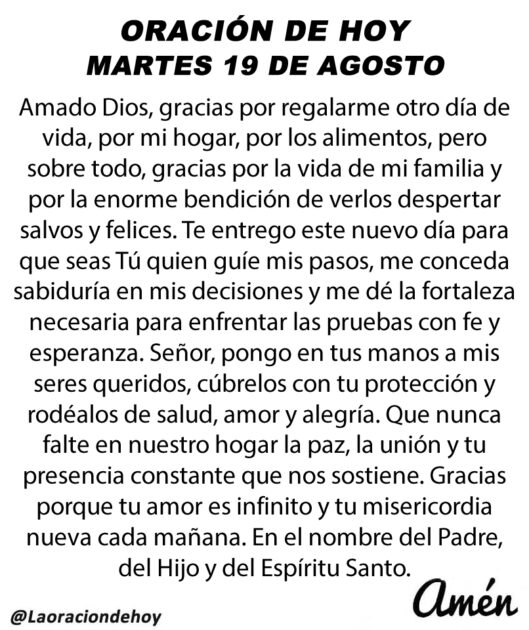 @LaOracionDeHoy Martes 19 de agosto de 2025